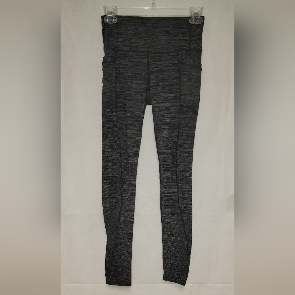 Athleta Womens High Rise Space Dye Leggings Grey Side Pockets Yoga Pants XS - Picture 3 of 10